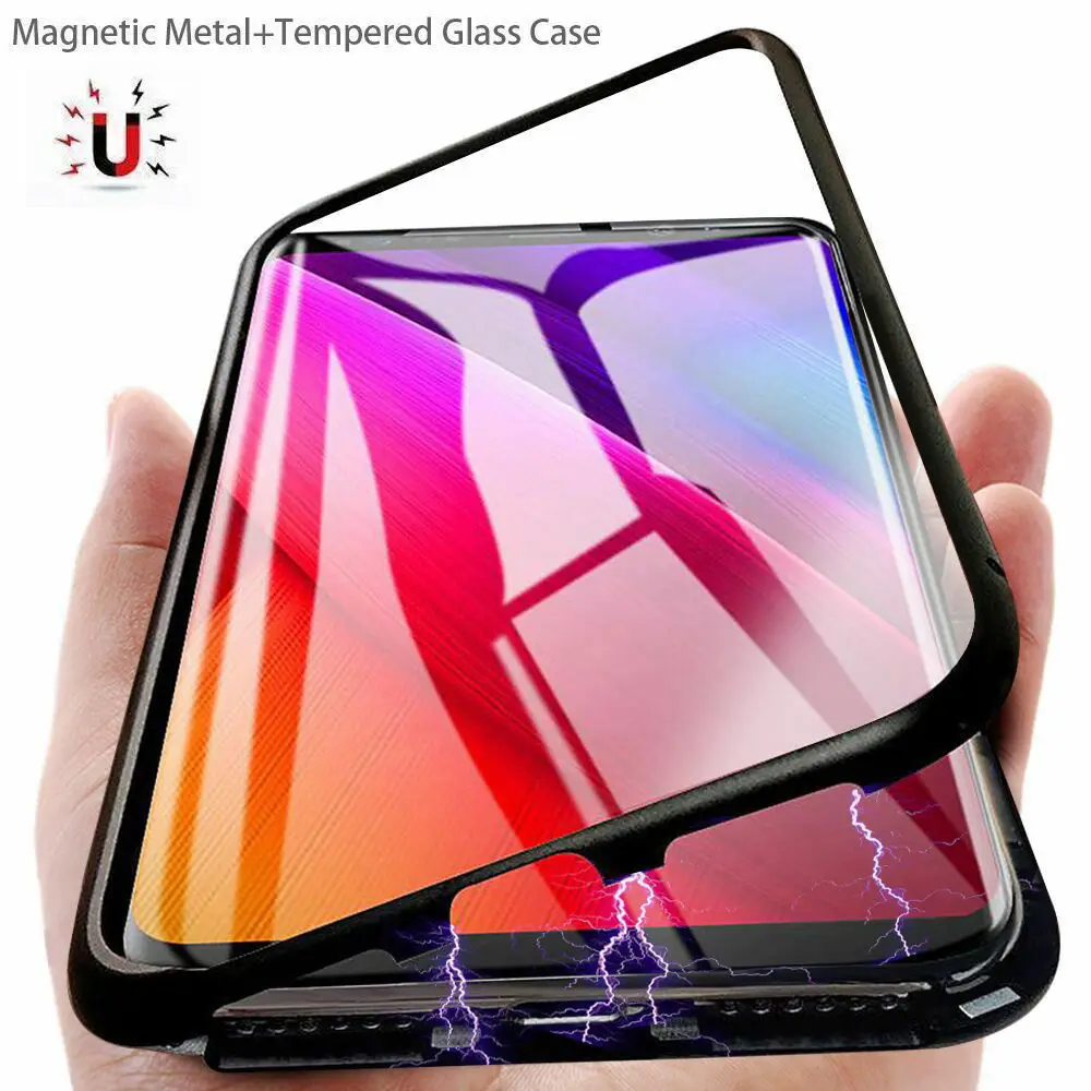 

Metal Magnetic Case For Xiaomi Redmi Note 7 pro 5 6 Pro Tempered Glass Back Magnet Case For Mi 9 SE Case Protective Capa Rated 4