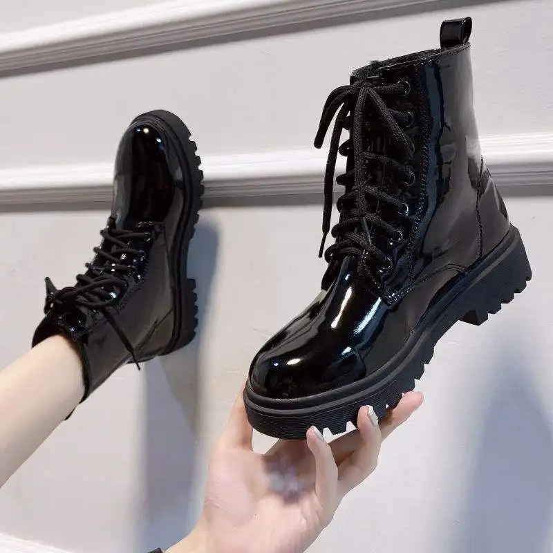 Martens Boots Women Autumn and Winter Plus Velvet Children British Style Leather Shoes Net Red Short New 2021 | Обувь