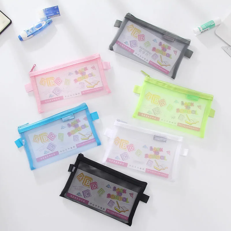 1 шт. прозрачный Сетчатая текстура застежка-молния карандаш сумка-Футляр чехол