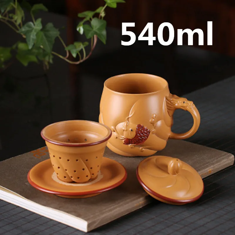 

Yixing Zisha Clay Teacup Infuser New Purple Clay Handmade Teacups Gongfu Tea Mug 540ml High Quality Drop Shipping With Gift Box