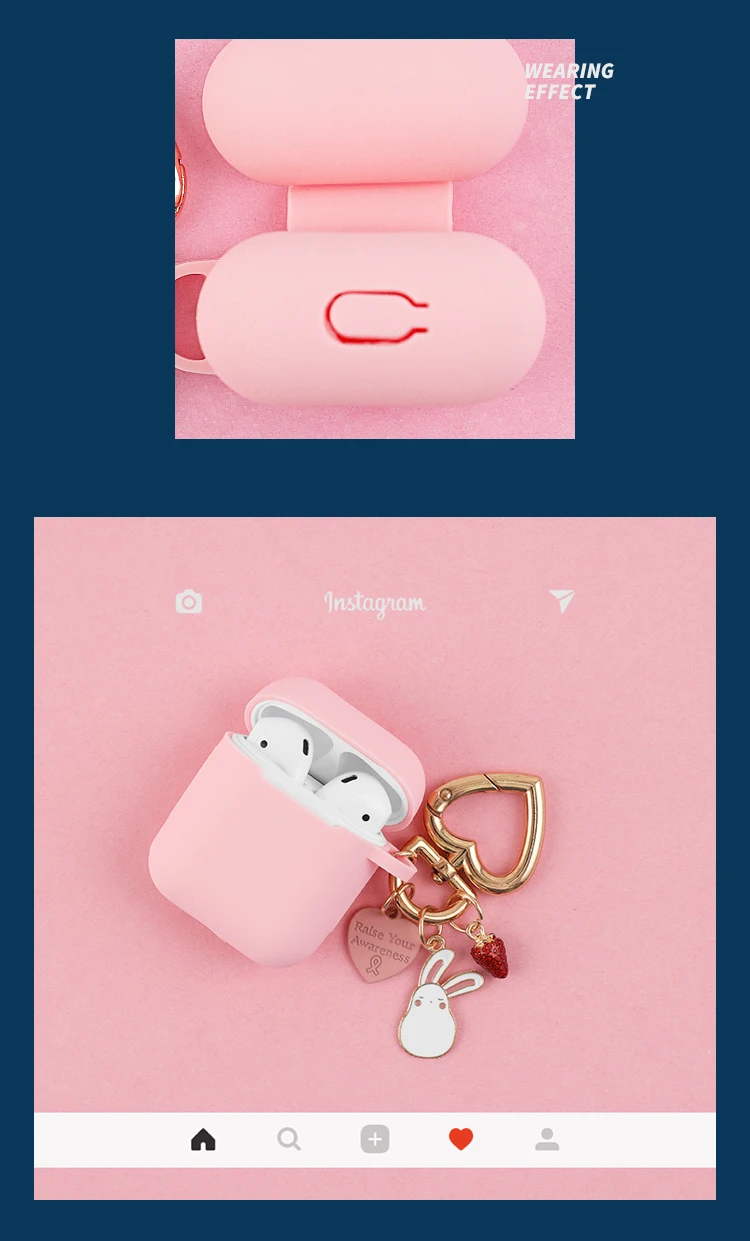 Сладкий розовый Силиконовый чехол для Apple Airpods милый корейский Кролик Декор Аксессуары Bluetooth наушники коробка для наушников крышка брелок