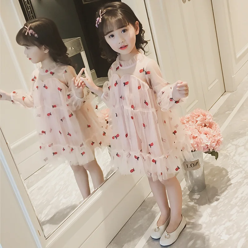 

2019 Spring And Summer Girls Gauze Princess Dress 2-8-Year-Old Children Long Sleeve Ladies' Princess Skirt