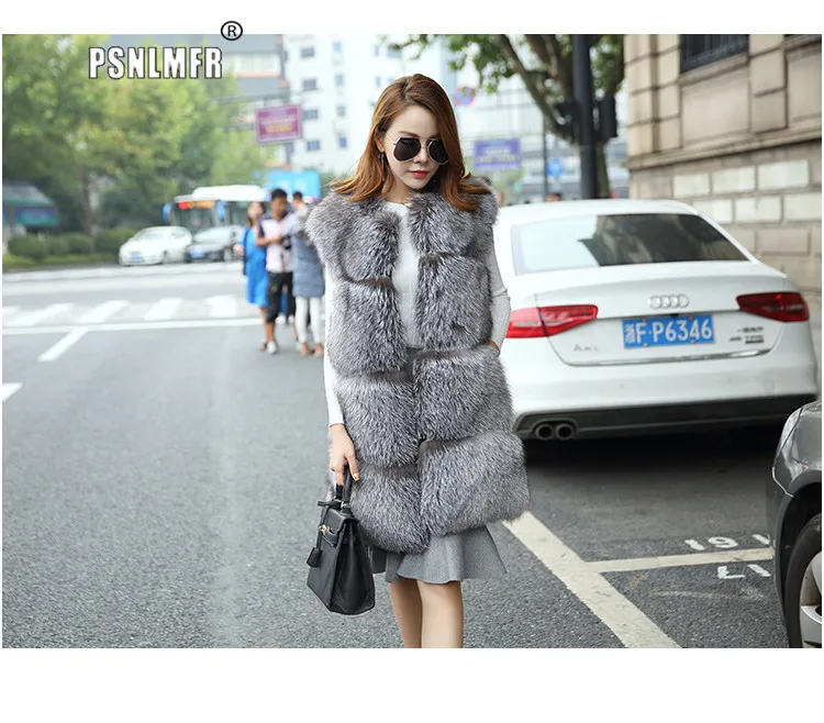 

New Lauching Pairs Style Big Panels Thicken Genuine Fox Fur Vest Plus Size Customise Sleeveless Warm Outwear Chic Real Fur Coat