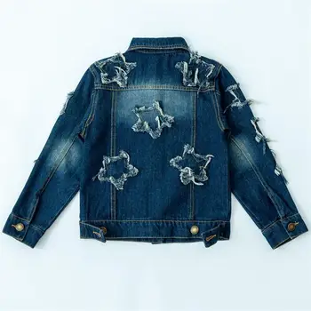 

Autumn denim clothing children's clothing five-pointed star coat fashion casual men and women denim jacket jacket denim jacket