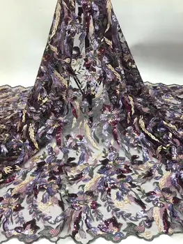 

2020 Sequin Lace Fabric Mesh Purple Color African Embroidery Sequence Nigerian French Party Latest High Quality Tulle Hot Sale