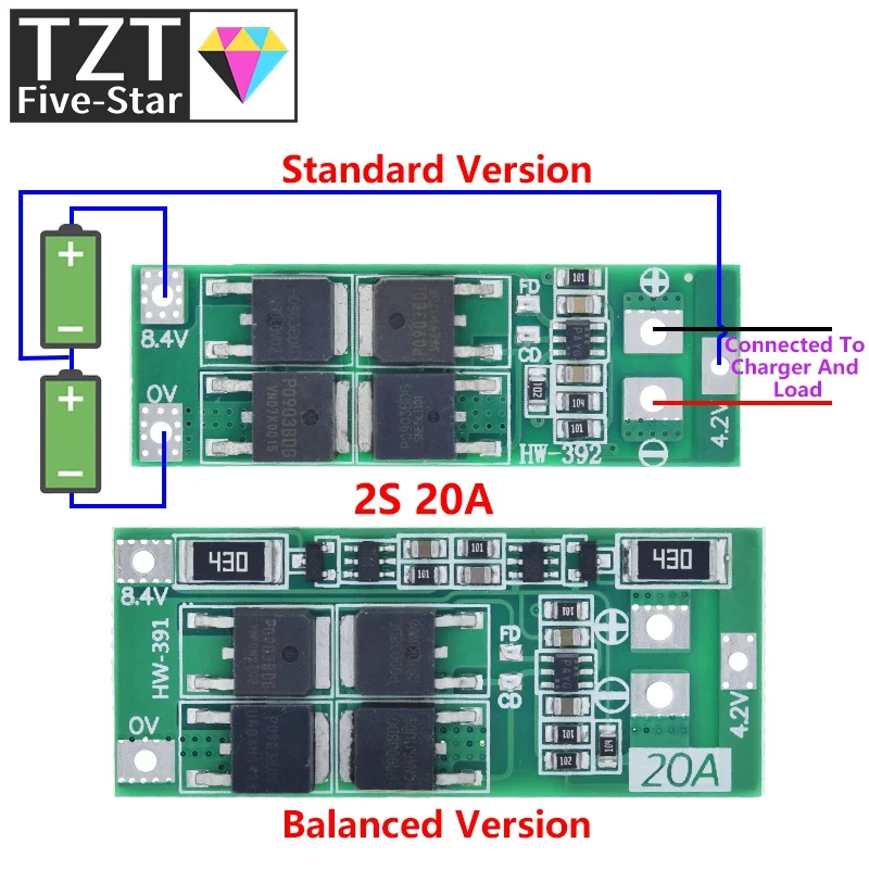  2S 20A 7.4V 8.4V 18650 Lithium Battery Protection Board/BMS Board Standard/Balance For DIY 