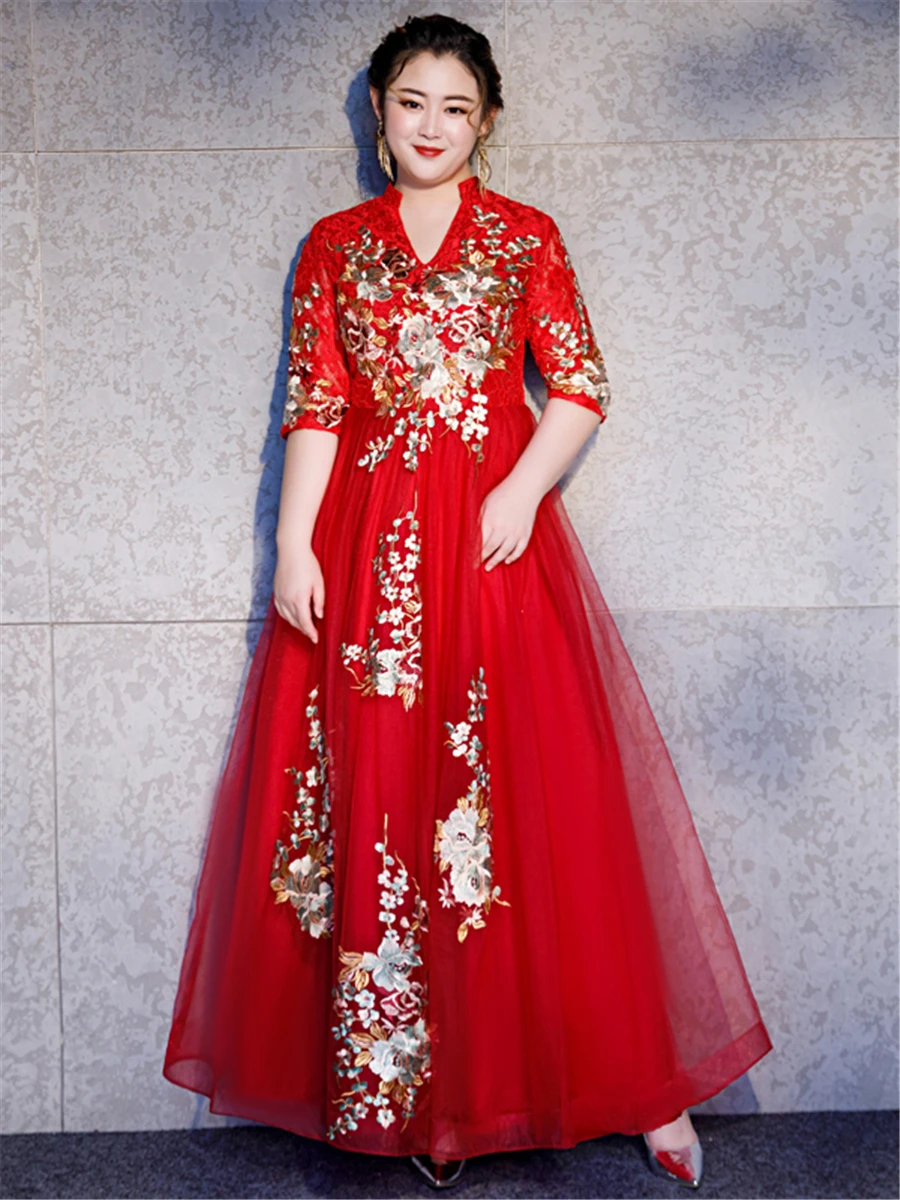 Милое вечернее платье нового размера плюс Robe De Soiree T297 с вышивкой Женские вечерние платья винтажные элегантные длинные вечерние платья