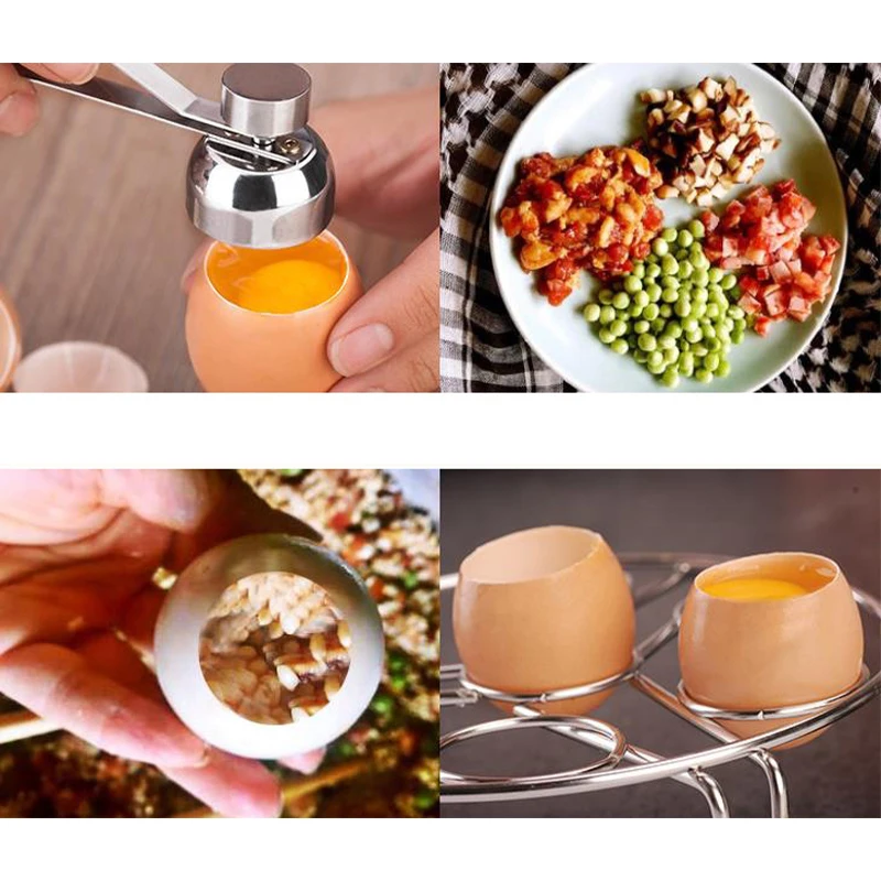 Kitchen Gadgets Egg Shell Opener Cutter Stainless Steel Egg Poaching Cups Separator Filter Egg Cooking Tools Kitchen Accessories
