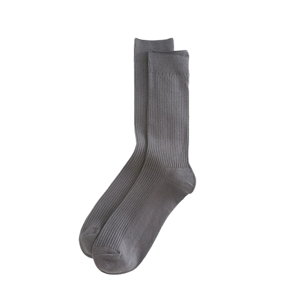 Dark Gray Плотные деловые повседневные теплые однотонные зимние спортивные хлопковые мужские носки до середины икры, Мягкие осенние повседневные впитывающие пот - Цвет: Dark Gray