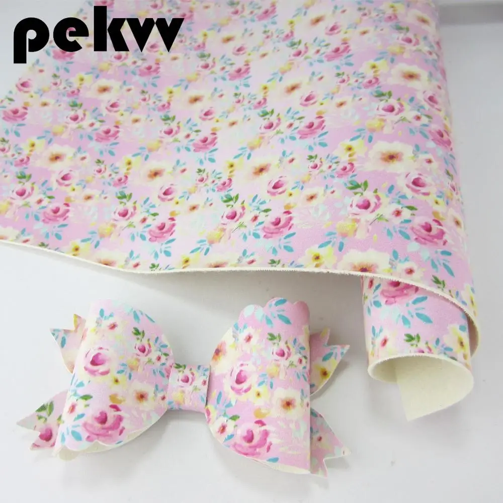 Pekvv 21 см X 30 см A4 лист Цветы искусственная Синтетическая кожаная ткань для волос луки серьги Узелок сумки украшения PR007 - Цвет: PR007