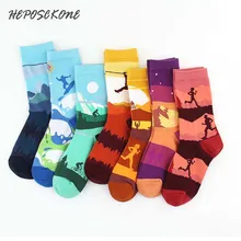 [HEPOSCKONE] Сезон Осень-зима; яркие забавные носки из хлопка; теплые креативные парные носки в стиле Харадзюку; Skarpetki