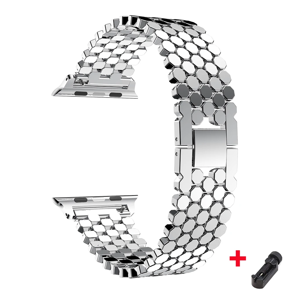 Нержавеющая сталь ремешок для часов для apple watch, ремешок 42 мм, 38 мм/44 мм/40 ссылка браслет роскошный ремешок для наручных часов iWatch, версия 4/3/2/1 ремешок на запястье