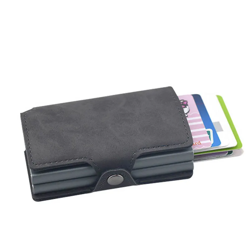 

Vintage Rfid Wallets Men Fashion Aluminium Card Holder Business Rfid Block Wallet Credit Card Protect Wallet Casual Coin Purse