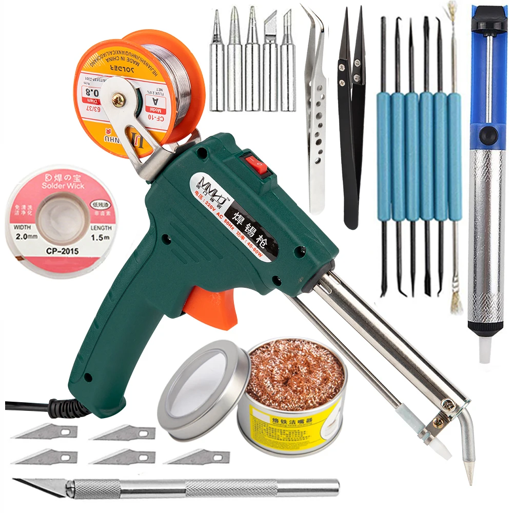 Ensemble De Fer à Souder, Ensemble De Pistolet à Souder Multifonction, Kit De Soudage à L'étain à Envoi Automatique, Pistolet à étain à Alimentation Manuelle à Chaleur Interne, For Les Réparations De