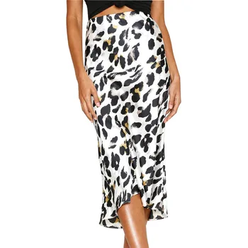 

Ruffles Leopard Summer Skirts Women NEW Sexy Boho Long Skirts Retro Casual Line High Waist Girls Midi Bodycon Skirts