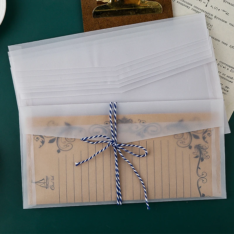 Sharkbang 10pcs/Lot Transparent Envelop Retro Letters Papers Greeting Wishes Vintage Weding Birtherday Party Stationery Envelope