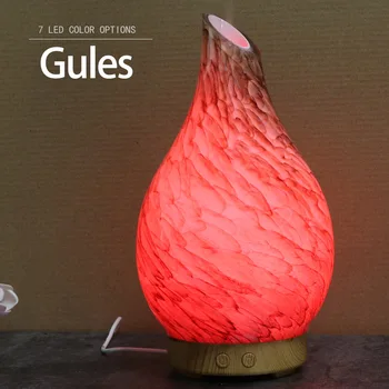 

Art Glass Ultrasound Aroma Diffuser Light Wood Base Household Ultrasound Humidifier Bedroom Essential Oil Aromatherapy Machine