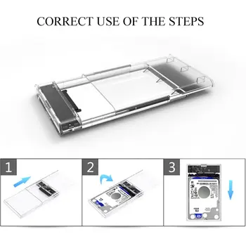 

Portable 2.5 Inch USB 3.0 SATA HD Hard Disk Drive Box External HDD Enclosure Transparent Case Tool Free 5 Gbps