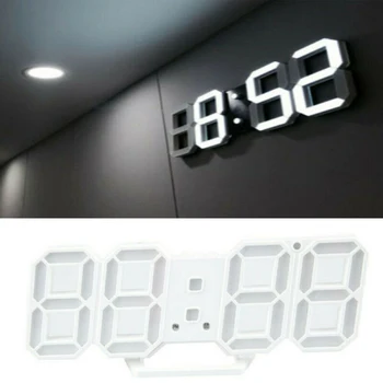 

3D Modern Digital LED Wall Clock 24/12 Hour Display Timer Alarm Home USB For Living Room Bedroom Office Coffee Shop Gym