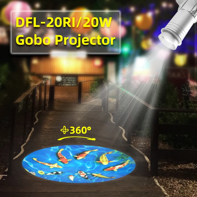 Мини-проектор логотипа Gobo 20 Вт уличный портативный вращающийся рекламный