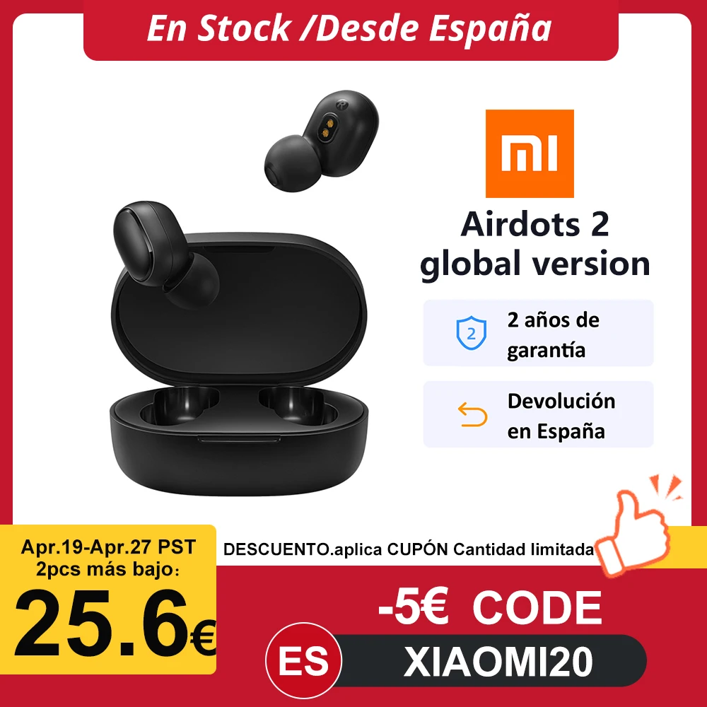 Xiaomi-auriculares Redmi AirDots 2, inalámbricos por Bluetooth 2020, con conexión automática,TWS Mi True Wireless Earbuds basic 2