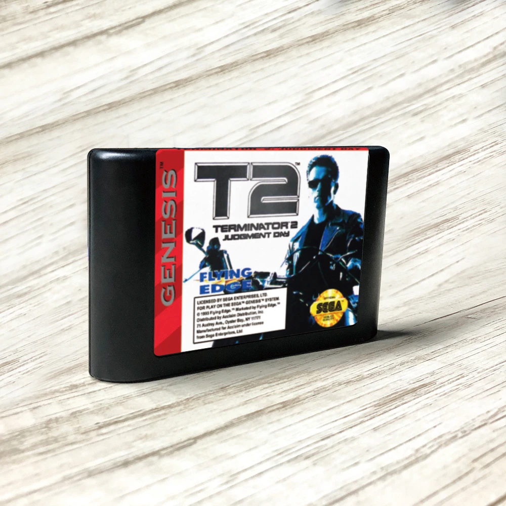 T2 Terminator 2 Judgment Day - USA Label Flashkit MD Electroless Emas Papan PCB untuk Sega Genesis Megadrive Video Game konsol