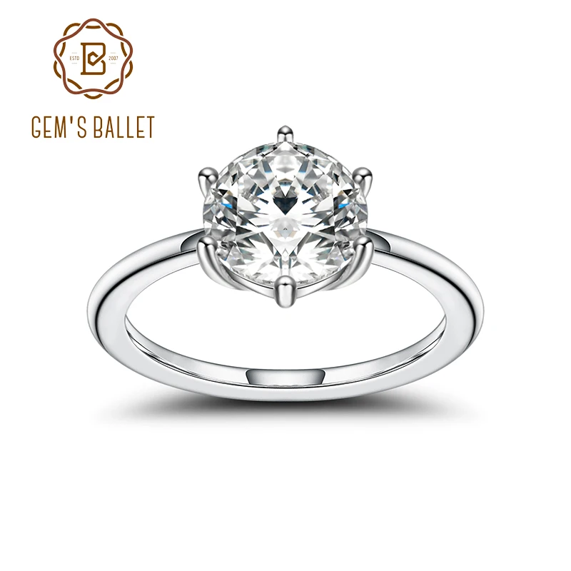 GEM'S балетное 925 пробы Серебряное обручальное кольцо шесть зубцов Муассанит солитер обручальные кольца для женщин(3.0Ct 9 мм EF цвет