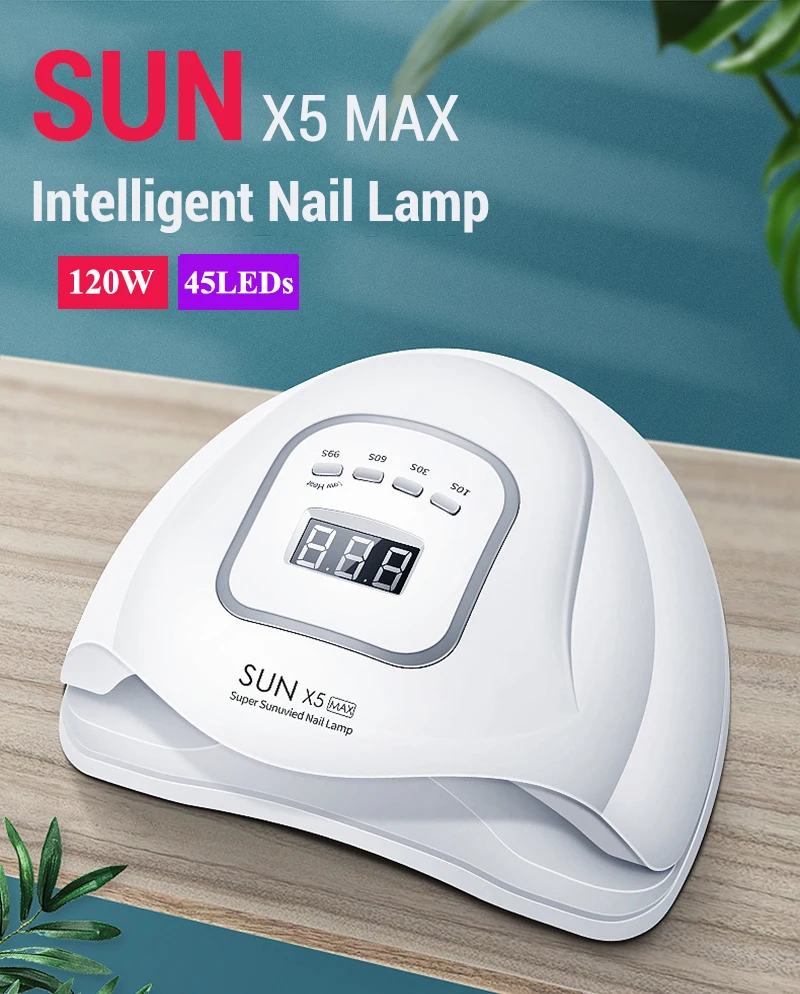 SUN X5 Max 120 Вт Светодиодная УФ-лампа для ногтей 45 светодиодный s умная Сушилка для ногтей лампы с сенсором ЖК-дисплей для отверждения ногтей Гель-лак Маникюрный Инструмент