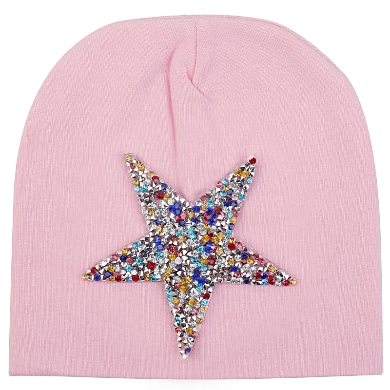 Multicolor-3 pink Geebro/стразы для новорожденных, Весенняя шляпа для младенцев, Зимняя Теплая эластичная хлопковая детская шапка, одноцветная Милая шапочка для маленьких девочек и мальчиков - Цвет: Multicolor-3 pink
