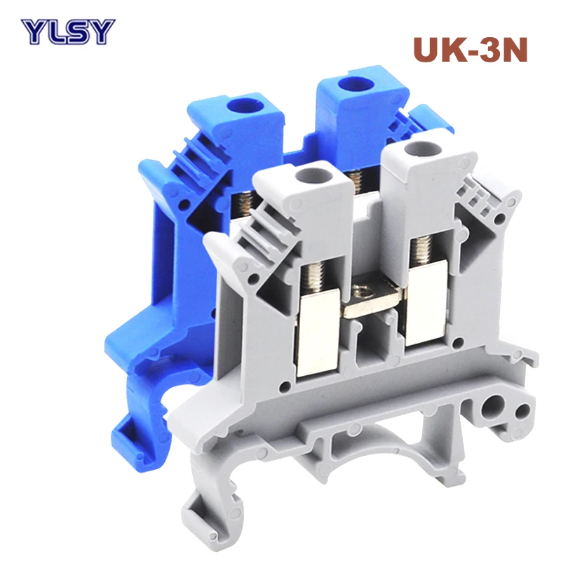 

50Pcs Din Rail Universal Screw Terminal blocks UK-3N Bornier Electrical Wire Terminals Block Connector Brass Morsettiera 41A