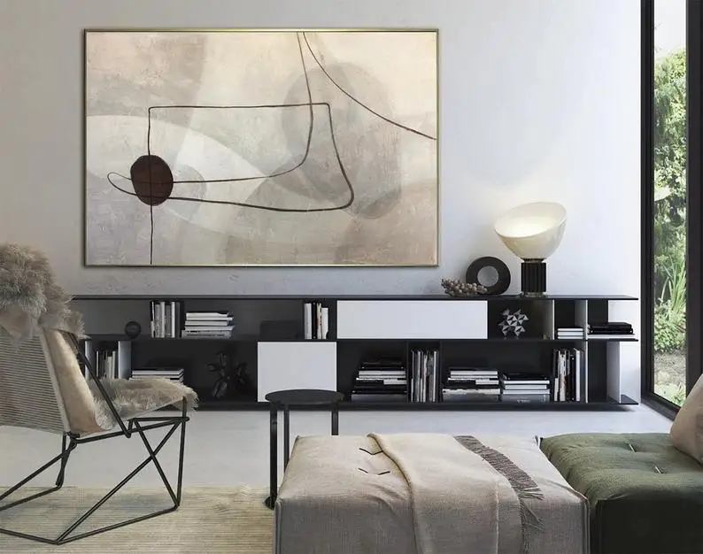 

Beige Large Canvas Art Abstract Painting Contemporary Artwork Modern Art Acrylic Painting Abstract Living Room Wall Art