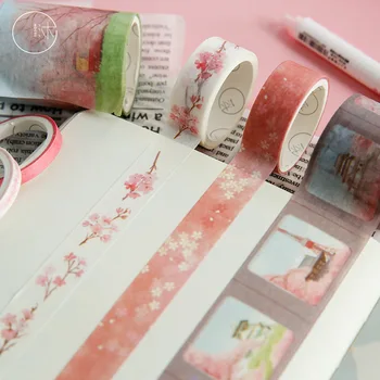 

6 PCS/Bag Retro Flower Washi Masking Tape Sticky Decorative Paper Tape Set DIY Decoration Office Stationery Scrapbook