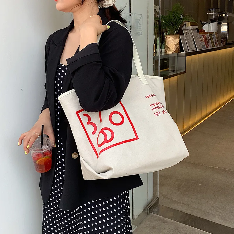 

Canvas Bag South Korea One-Shoulder Handbag New Style Large Bag Tote Bag Joint Large Capacity Bag Shopping Bag Different Size Ba