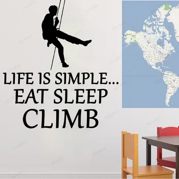 

Life is Simple Eat Sleep Climb Vinyl Wall Sticker Self Adhesive Quotes Waterproof Wall Decals Art Wall Stickers for Room WU149