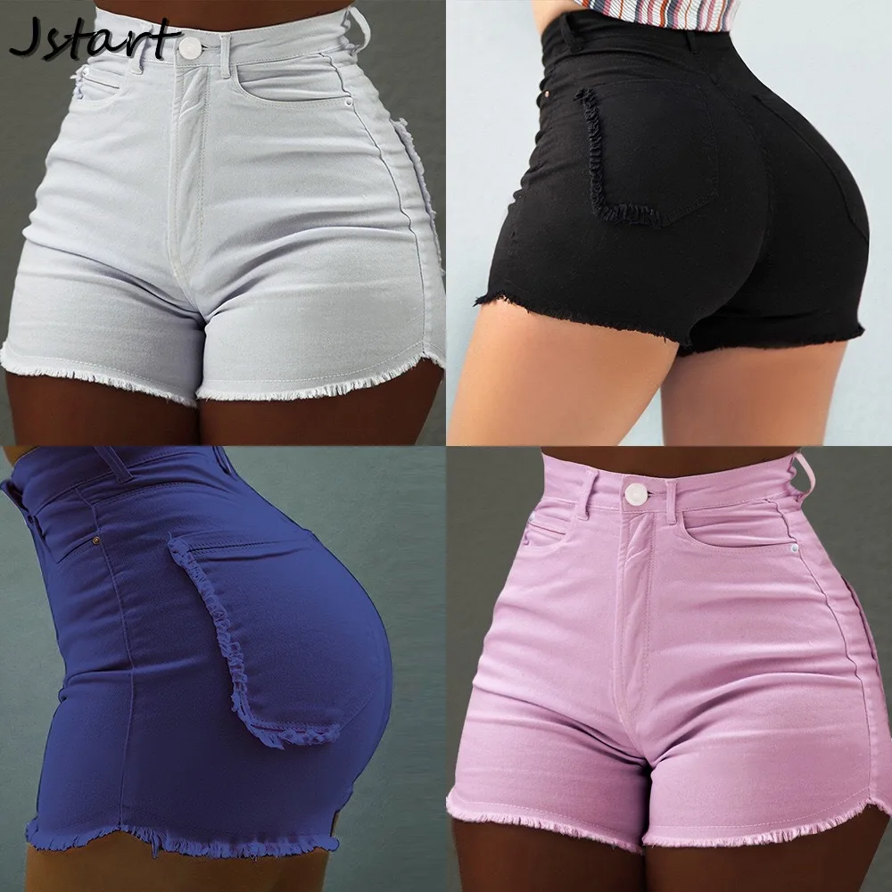 Women Sexy Short Jeans Booty Shorts Elastic Cotton Denim Summer Autumn
