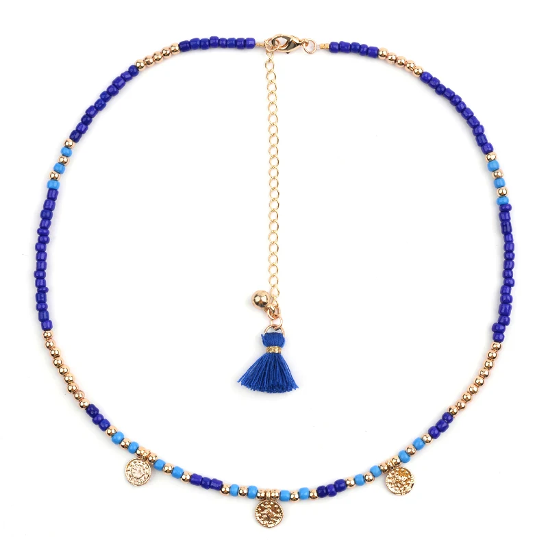 Color 12 Boho модное женское короткое ожерелье колье ожерелье s маленькая акриловая подвеска из золотых монет на заказ ожерелье женский аксессуар NKS227 - Окраска металла: Color 12