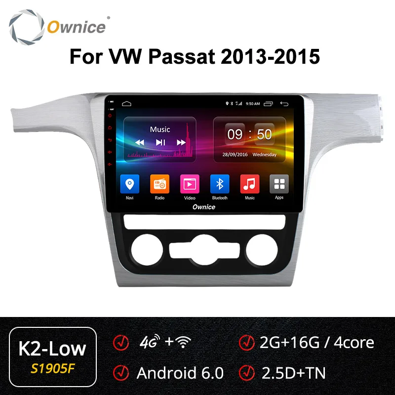 S1905 K2-Low Ownice K1 K2 K3 k5 k6 2Din Android 9,0 8 ядерный автомобильный Радио dvd-плеер для Volkswagen VW Passat 2013- 4G LTE 360 Panorama DSP - Цвет: S1905 K2-Low