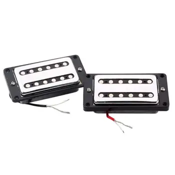 

Double Coil Humbucker Pickup Electric Guitar Neck Bridge Pickup Chrome with Black Frame for LP Guitar