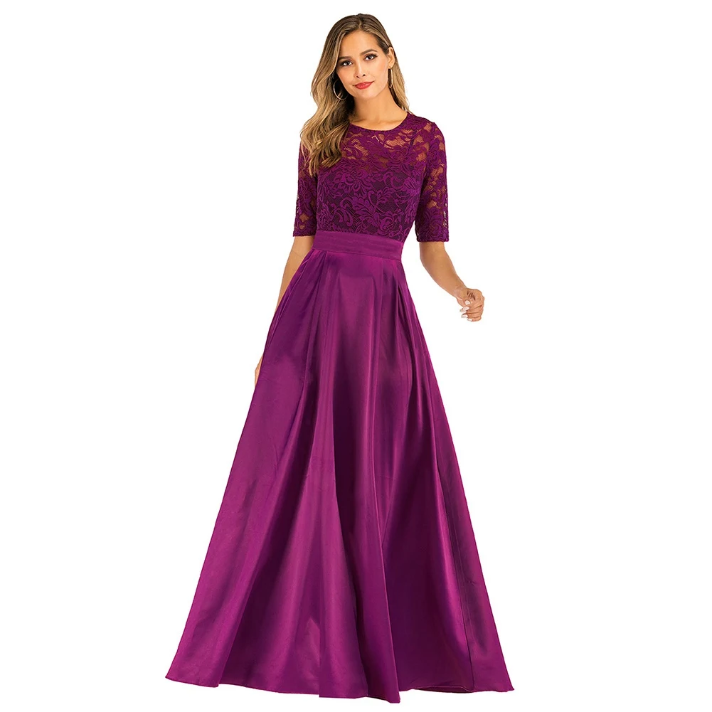 Женское кружевное простроченное длинное платье с коротким рукавом, элегантные вечерние облегающие платья с высокой эластичностью