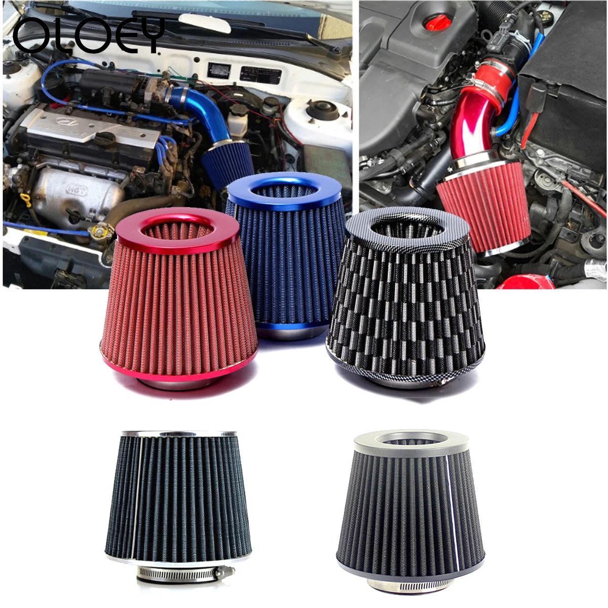 Universal Air filter 76mm 3 Inch High Flow Car Cold Intake Filter Aluminum Induction Hose Pipe mushroom head | Автомобили и