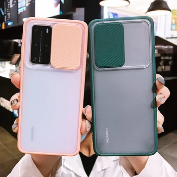 

LOVECOM Slide Camera Protection Shockproof Phone Case For Huawei P40 Pro Case Soft TPU + Matte PC Full Body Clear Phone Cover