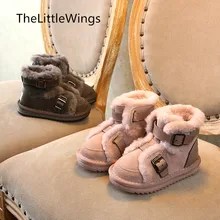 Boys snow boots and girls aged 1-2-3-15 in winter to genuine leather keep warm children's school cotton shoes