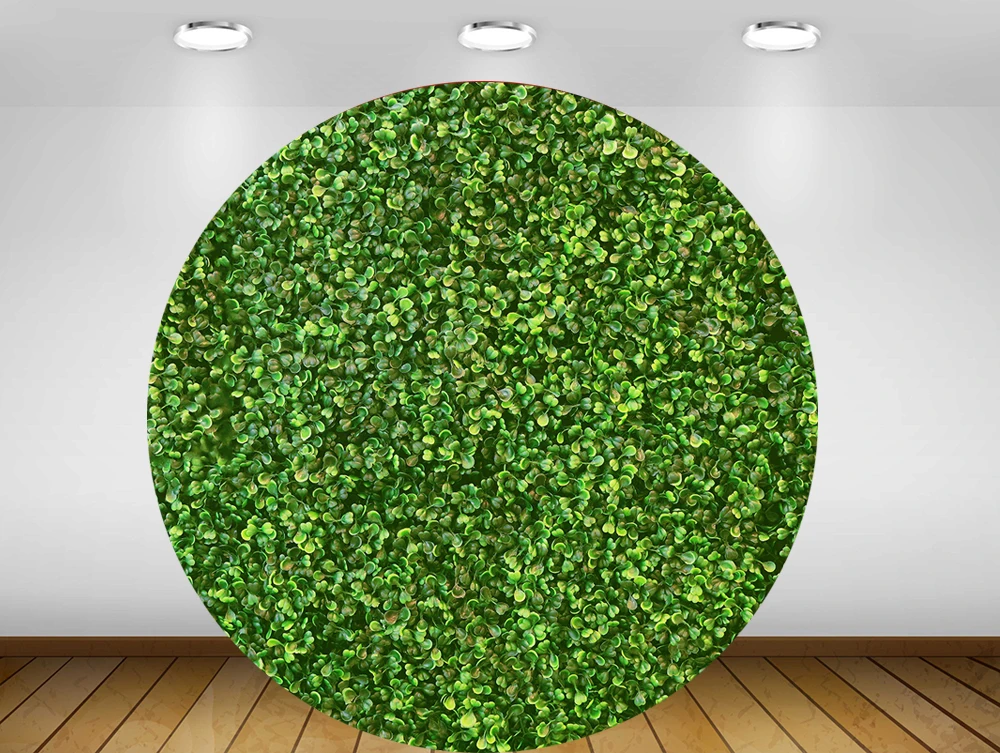 Green Leaves Round Panel Backdrop Circle Background Wedding Birthday Party Decoration Baby Shower Elastic Polyester Fabric | Электроника