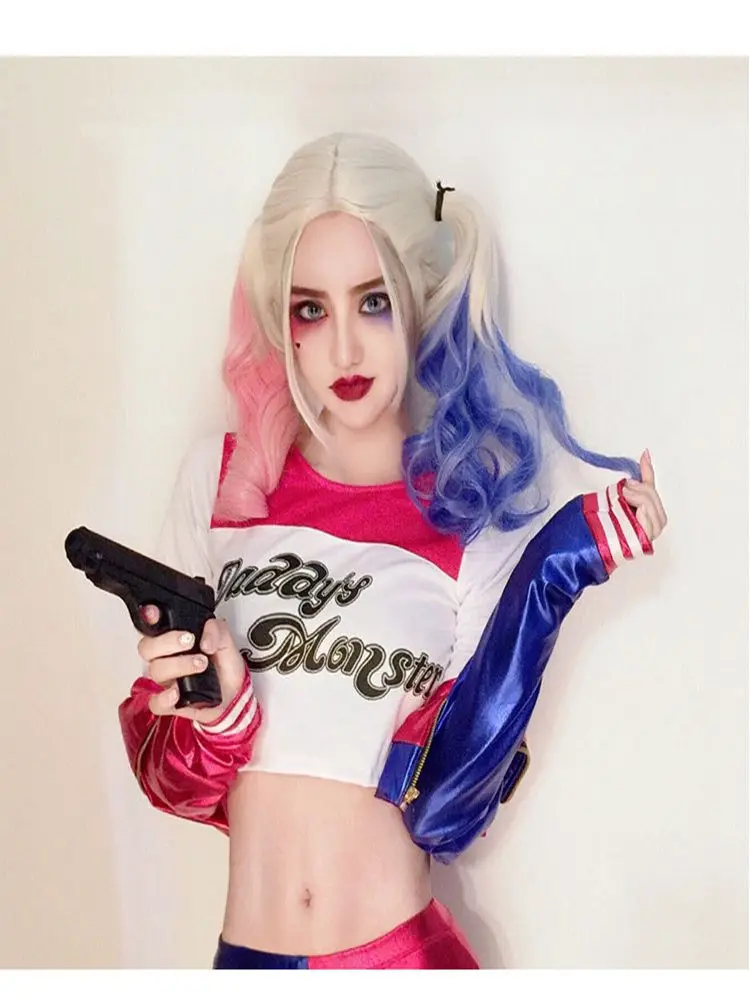 Аниме отряд самоубийц Бэтмен Джокер Harleen Quinzel парик косплей костюм Харли Куинн