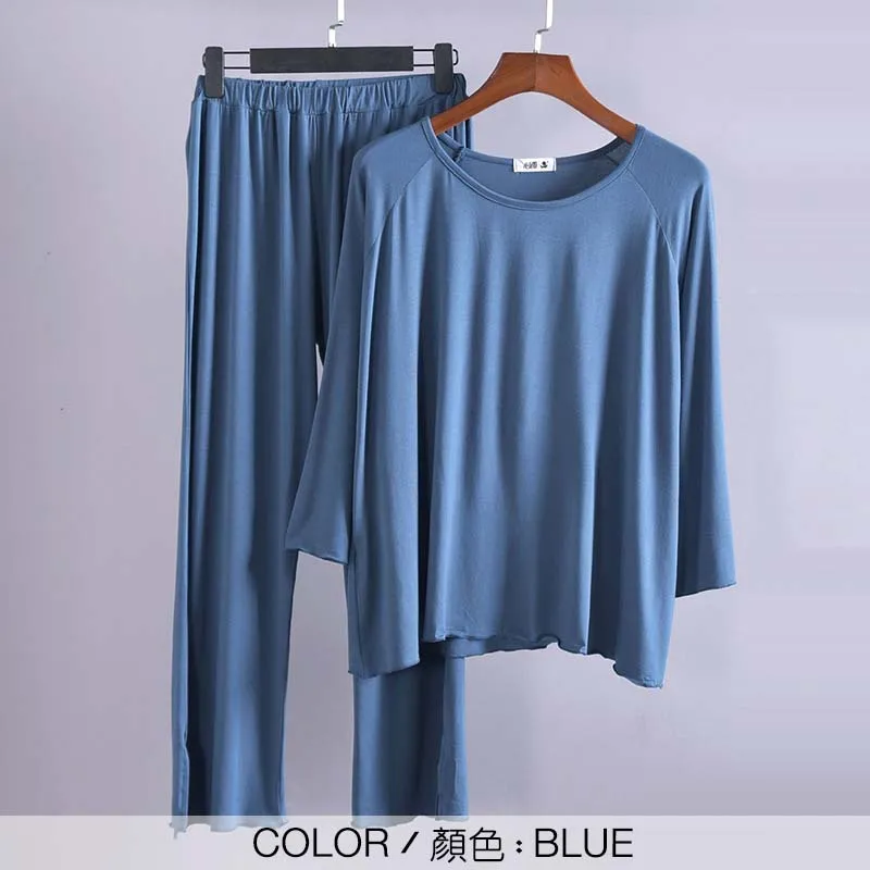 BLUE Женский пижамный комплект из модала пижамы для женщин одежда для сна без рукавов эластичность SA0227 - Цвет: BLUE