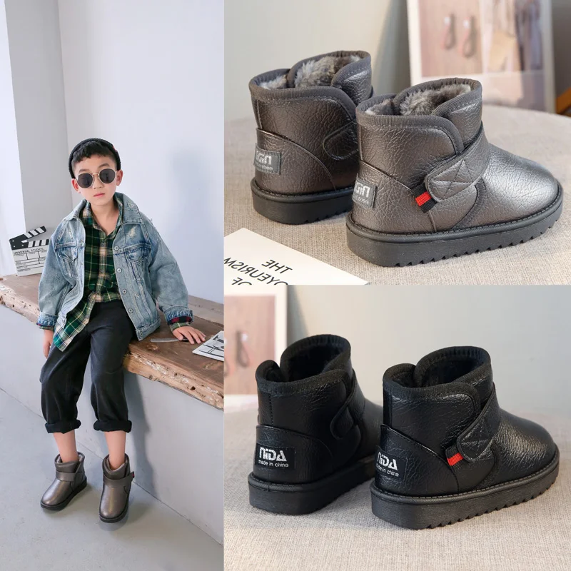 

Winter Boys Snow Boots Warm Outdoor Children Boots Waterproof Non-slip Kids Plush Boots Infant Cotton Shoes Kids Winter Boots