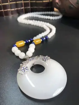 

LETSFUN Fine Jewelry Natural White Jade Manual Polishing Peace Buckle A Symbol of Peace and Good Luck Free Shipping