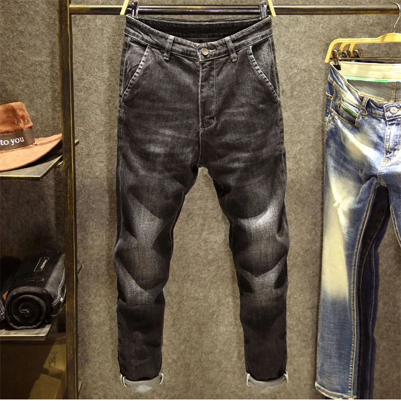 Mens Jeans Hip Hop Jeans Letter Streetwear Casual Men Pants Black Blue Clothes New Spring Autumn Vintage Trousers Big Size
