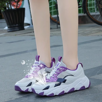 

2020 Summer Women Shoes Breathable Vulcanized Shoes Air Mesh Casual Shoes Woman Designer Espadrilles Lace-up Platform Sneakers