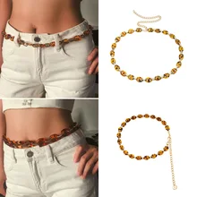 Европейские и американские аксессуары, крутой ретро кулон с геометрическим узором на кнопках, женский сексуальный леопардовый узор, акриловый эллипс, цепной ремень